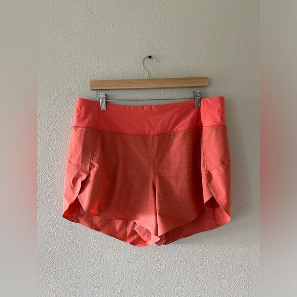 Athleta Run With It Space Dye Orange Textured 3.5” Short Size 1X - Picture 2 of 7